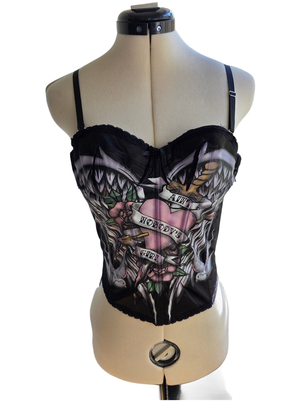 NWOT Nobody's Girl Tattoo Print Corset Top